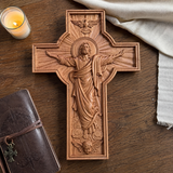 The Ascension Cross - Hand-Carved Jesus Crucifix with Holy Spirit Dove