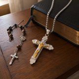 Titanium steel Christian cross pendant with 24 inch chain