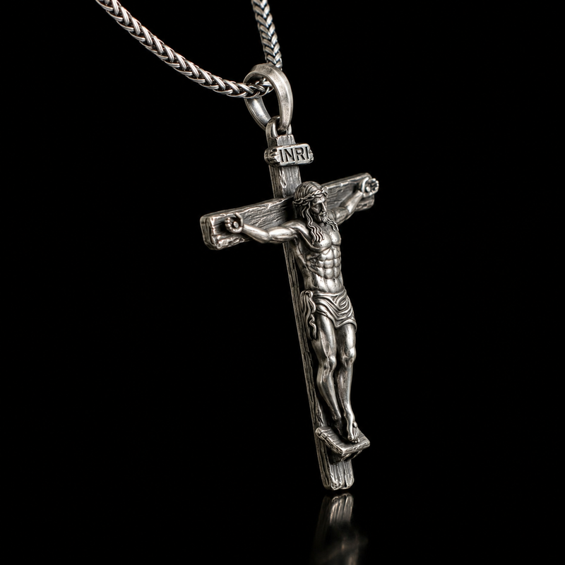The Passion of Christ S925 Silver/Titanium Steel Cross Necklace