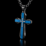 Brushed & Faceted Titanium Steel Cross Necklace – Modern Faith, Bold Devotion
