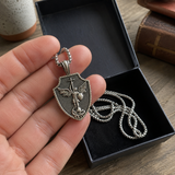 Saint Michael Shield Pendant Necklace – Pure Tin Protection Medal