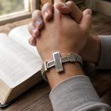 Men’s Stainless Steel Cross Chain Bracelet – Bold Christian Faith & Strength Jewelry