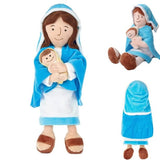 Stuffed Baby Jesus Doll-Stuffed Virgin Mary Holding Baby Blessing Plush Toy
