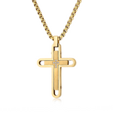 Layered Rotatable Double Cross Pendant Necklace