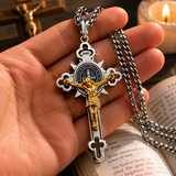 St. Benedict Exorcism Cross Necklace - Bless you and your family