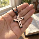 Layered Cross Necklace – Titanium Steel Christian Pendant