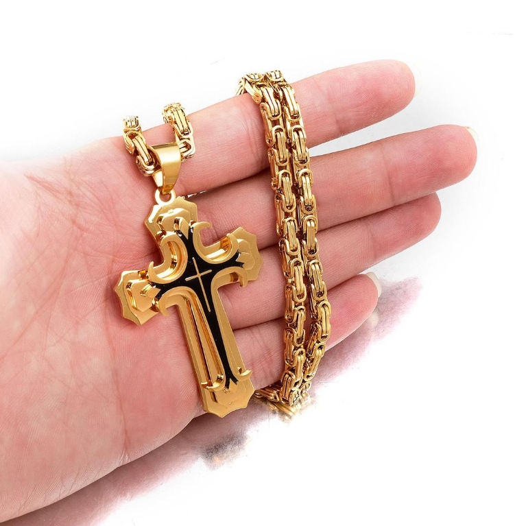 Triple Stainless Steel Cross Necklace