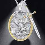 The Protection Amulet of St. Michael Archangel with a Sword Pendant Necklace