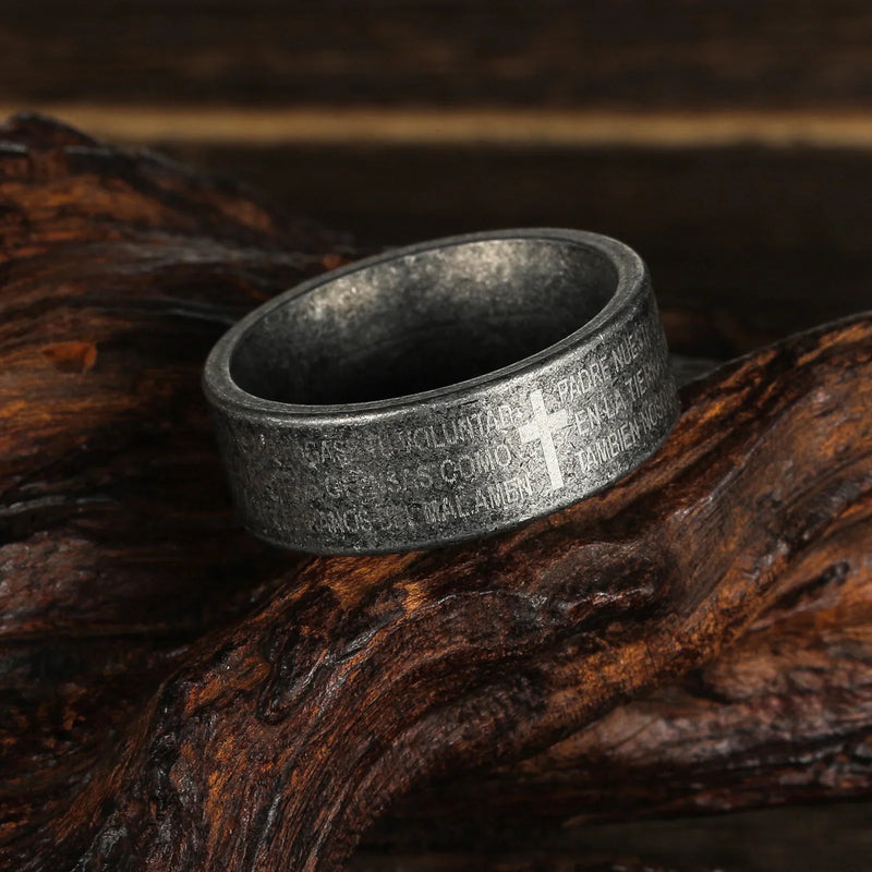 Stainless Steel Scripture Cross Rings: Faith, an Eternal Psalm Engraved on Your Fingertips - BGCOPPER