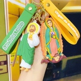 Cartoon Jesus Our Lady Silicone Keychain Backpack Small Pendant Gift