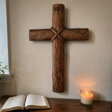 Hand-Carved Beechwood Intertwined Cross of Unity in Christ