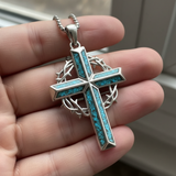"By His Wounds We Are Healed" - Handcrafted Turquoise Crown of Thorns Cross - A Daily Symbol of Hope & Protection