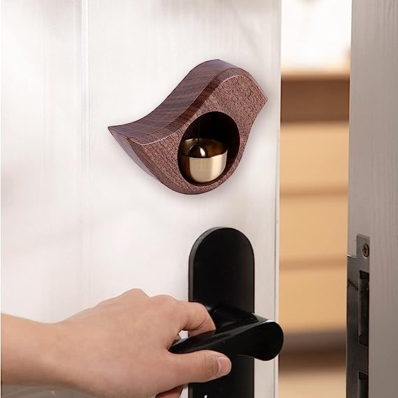 Door Opening Bell,shopkeepers Bell for Hanging on Door,Magnetic Attached Wood Doorbell,Creative Gift,Ornaments and Hanging Decoration for Entrance,Fridge Sticker Decor