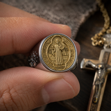 Saint Benedict Medal Stainless Steel Cross Ring