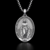 S925 Silver/Titanium Steel ‘Miracle’ Medallion Necklace - craftsmanship detail