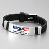 USA 250 Years of Independence Patriotic Flag Silicone Bracelet