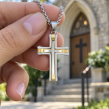 Layered Two-Tone Cross Necklace – Modern Christian Pendant for Men