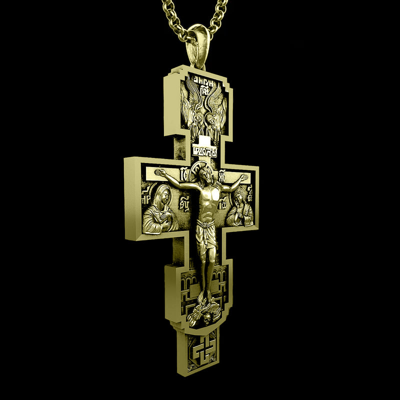 S925K Silver Orthodox Crucifixion Necklace