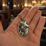 S925 Jesus Carrying the Cross Sacred Heart Pendant Necklace