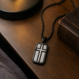 Men's Cross Dog Tag Necklace, Stainless Steel Faith Pendant