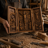 The Life of Christ Hand-Carved Beechwood Triptych – From Nativity to Resurrection Glory - size and finish detail