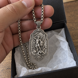 Saint Michael the Archangel 925 Sterling Silver Pendant Necklace—Christian Medal Featuring Sword and Shield Motifs