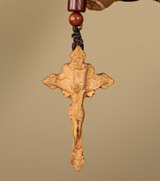 Hand-Carved Wooden Crucifix Pendant – Jesus Cross Christian Faith Car Charm & Prayer Gift