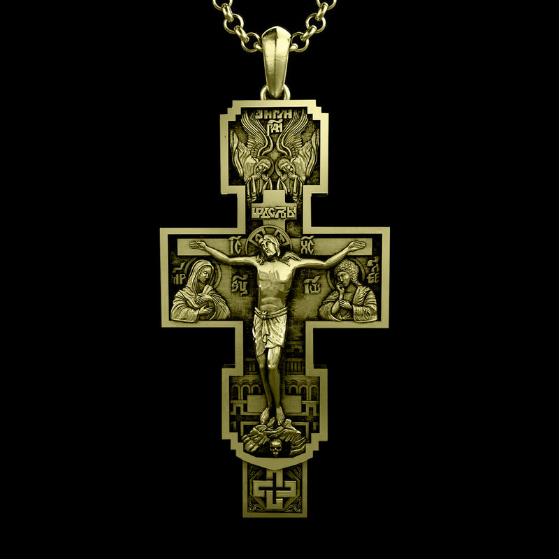 S925K Silver Orthodox Crucifixion Necklace