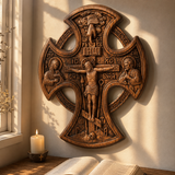 Hand-Carved Beechwood “Hand of Redemption” Crucifix | The Passion and Divine Grace of Christ
