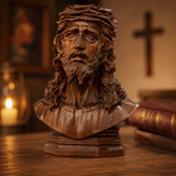 Boxwood Jesus Crown with Thorns Half-Length Desktop Ornament
