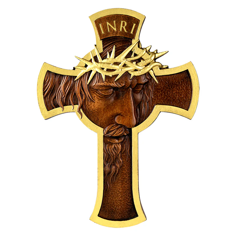 Jesus Crown of Thorns Crucifix Wooden Large Crucifix