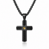 Braided Inlay Cross Necklace – Modern Christian Pendant for Men