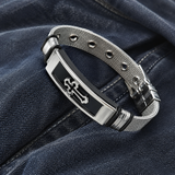 Men’s Christian Cross Mesh Bracelet – Stainless Steel Faith Wristband in Gold or Black