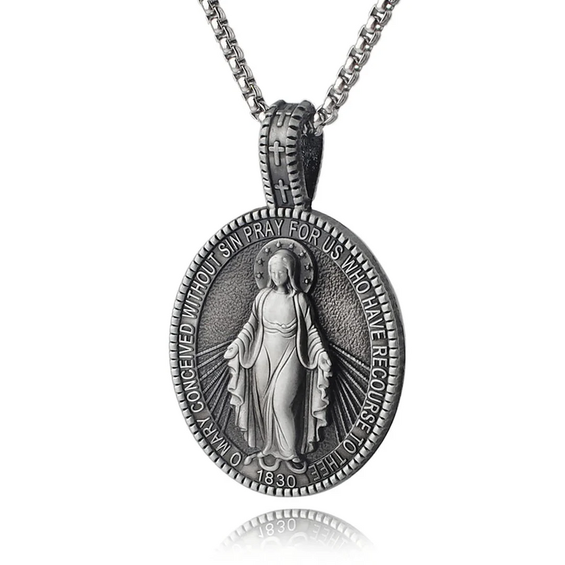 Virgin Mary Miraculous Medal Zinc Alloy Necklace