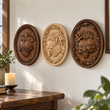Sacred Family Three Sacred Hearts Wall Decoration Wood Sculpture
