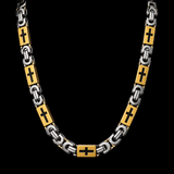 Men’s Christian Cross Link Necklace & Bracelet – 316L Titanium Steel Faith Jewelry