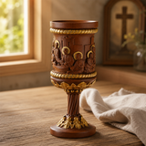 Boxwood "Last Supper" Chalice  Hand-Carved Communion Cup | Eternal Symbol of Redemption & Fellowship