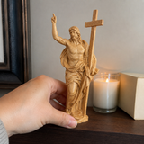 “He Is Risen” — Hand-Carved Boxwood Jesus Resurrection Statue | Symbol of Hope, Faith & New Life