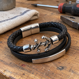 Anchor of Hope Double-Wrap Braided Leather Bracelet
