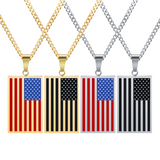 🇺🇸 American Flag Dog Tag Pendant Necklace