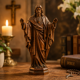 Hand Carved Sacred Heart of Jesus Virgin Mary Wooden Tabletop Ornament
