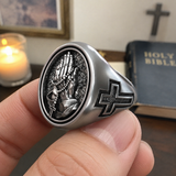 925K Sterling Silver Praying Hands Ring - Christian Symbol of Faith and Devotion
