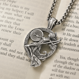 Athena Greek Goddess Pendant Necklace, Vintage Pure Tin Men’s Necklace