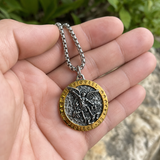 Two-Tone St. Michael Archangel Protection Medal Stainless Steel Necklace