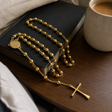 Gold Plated Stainless Steel Miraculous Medal Rosary Necklace