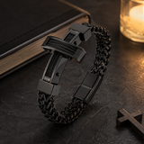 Men’s Stainless Steel Cross Chain Bracelet – Bold Christian Faith & Strength Jewelry