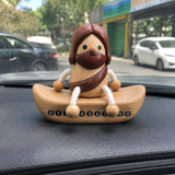 Handcrafted Jesus Car Display Number Plate Ornament, Made from Walnut and Beech Wood