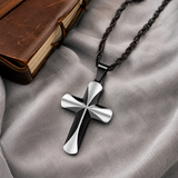 Two-Tone 3D Layer Contour Stainless Steel Cross Necklace