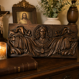 Trinity of Grace” Hand-Carved Jesus & Holy Spirit Wood Wall Art – 22.75