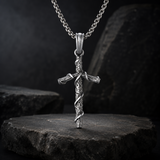Vintage Thorn-Wrapped Cross Necklace – Christian Faith Pendant for Men and Women